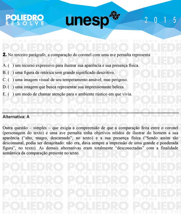 Questão 2 - 1ª Fase - UNESP 2015