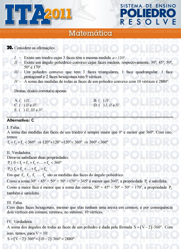 Questão 20 - Matemática - ITA 2011