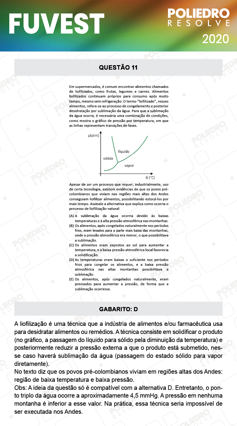 Questão 11 - 1ª Fase - Prova V - FUVEST 2020