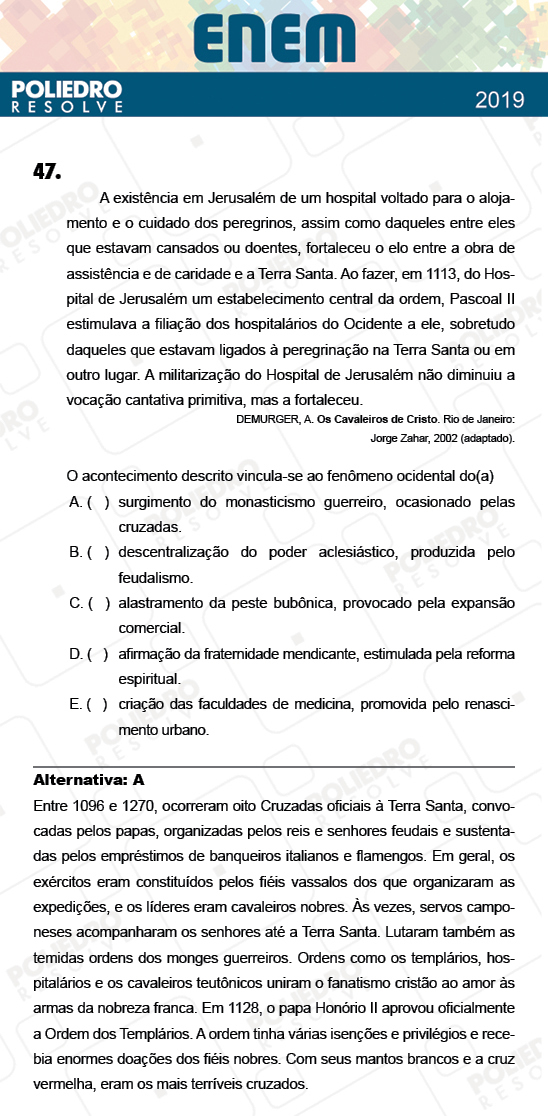 Questão 47 - 1º Dia - Prova AZUL - ENEM 2018