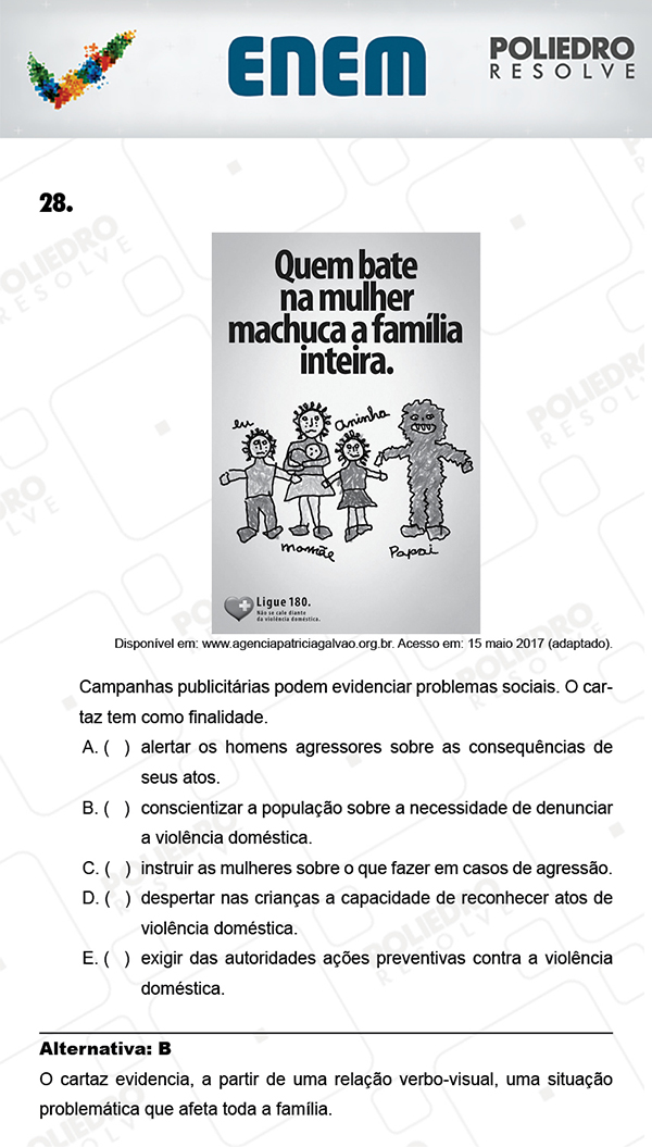 Questão 28 - 1º Dia (PROVA AZUL) - ENEM 2017