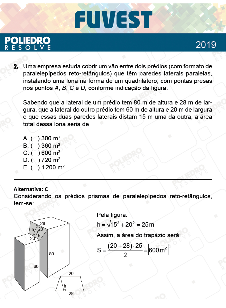 Questão 2 - 1ª Fase - Prova Q - FUVEST 2019