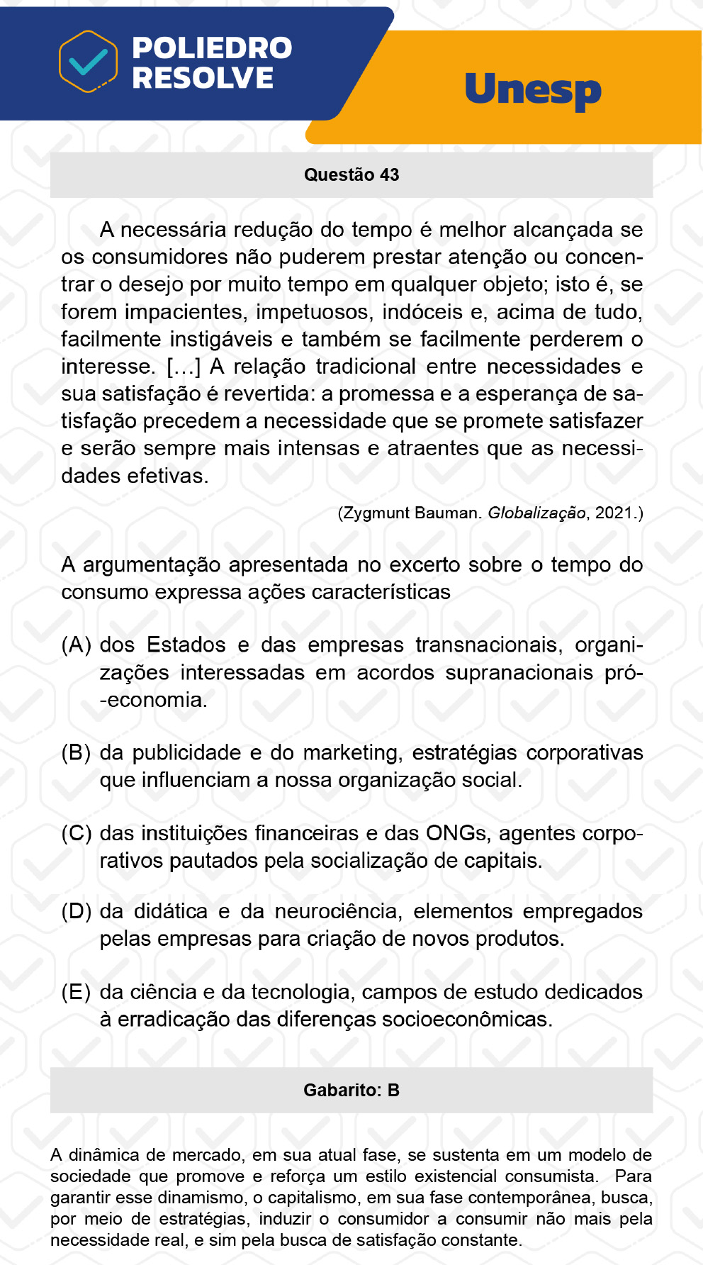 Questão 43 - 1ª Fase - UNESP 2023