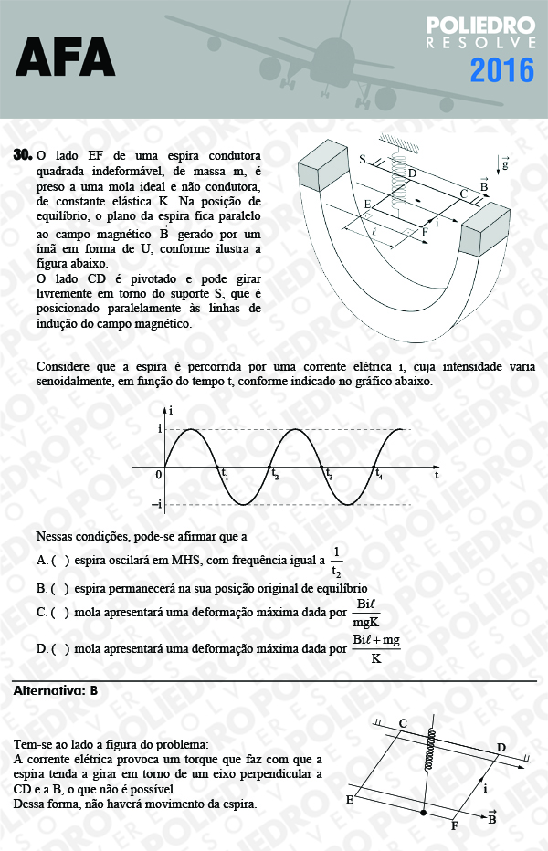 Questão 30 - Prova Modelo C - AFA 2016