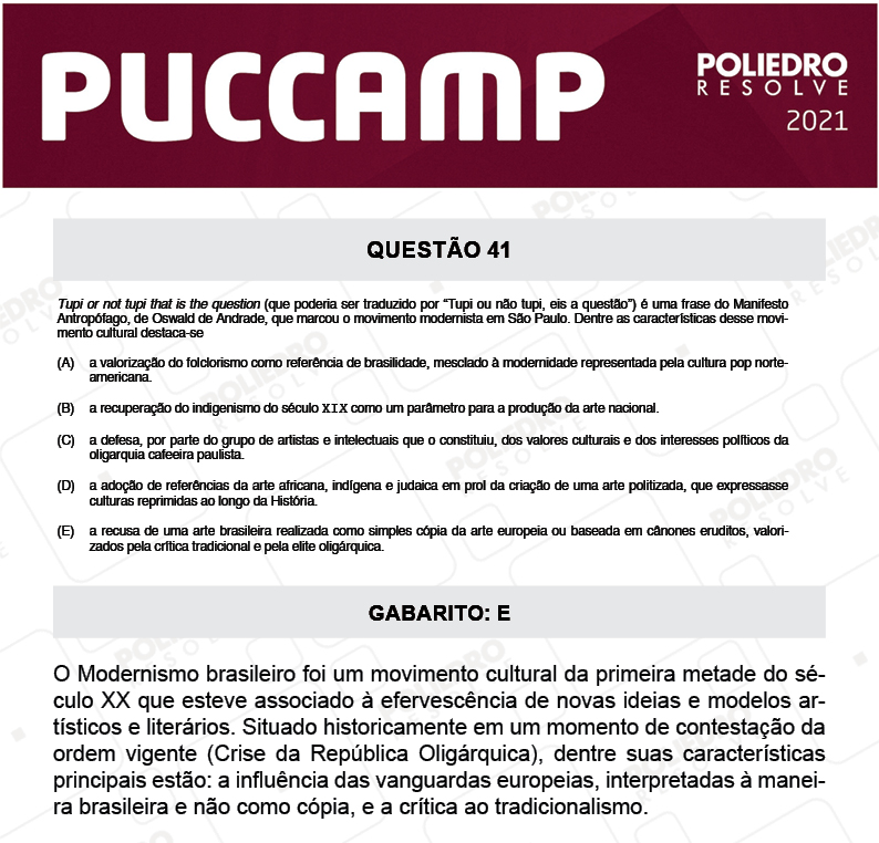 Questão 41 - Direito - PUC-Campinas 2021