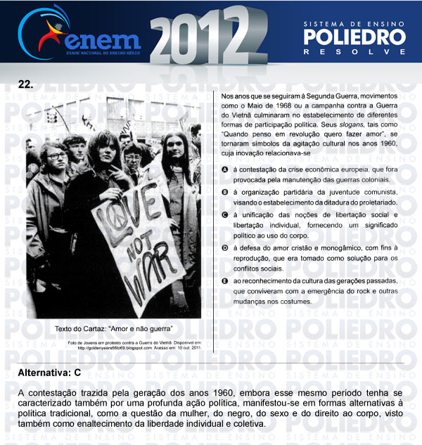 Questão 22 - Sábado (Prova azul) - ENEM 2012