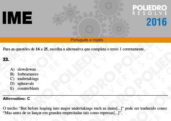 Questão 23 - Português e Inglês - IME 2016