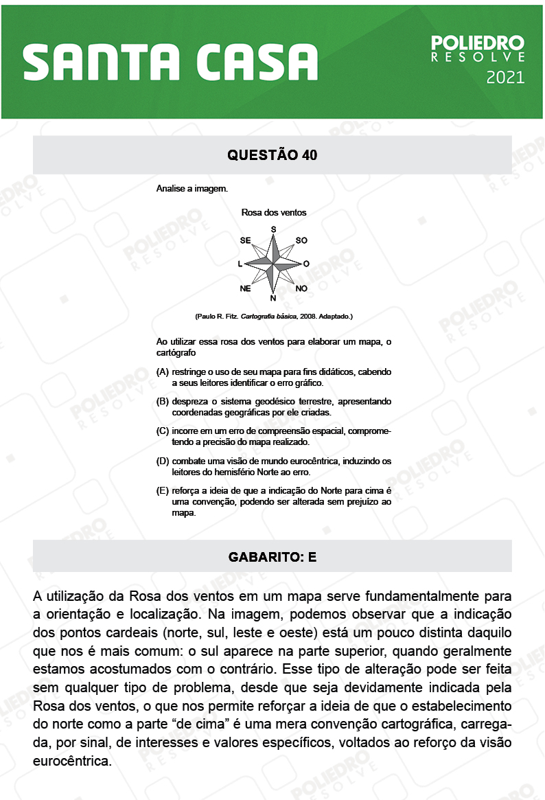 Questão 40 - 1º Dia - SANTA CASA 2021