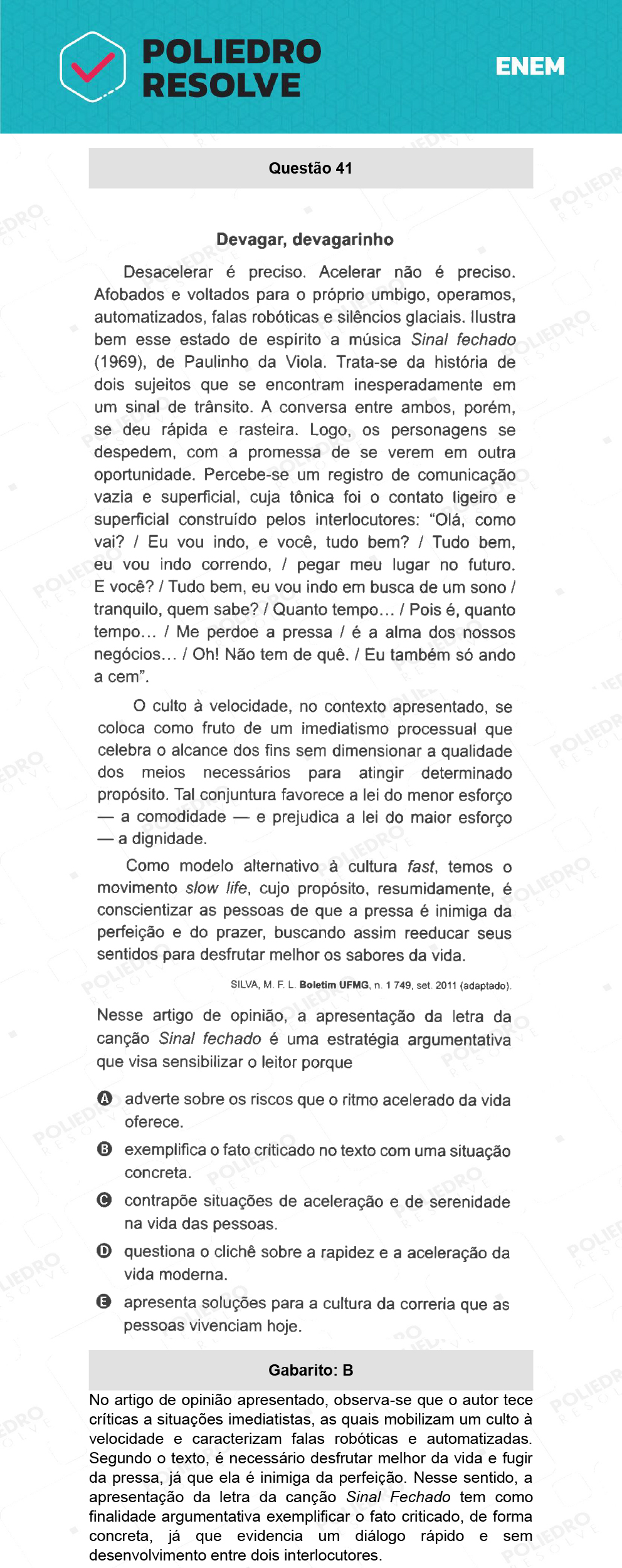 Questão 41 - 1º Dia - Prova Amarela - ENEM 2021