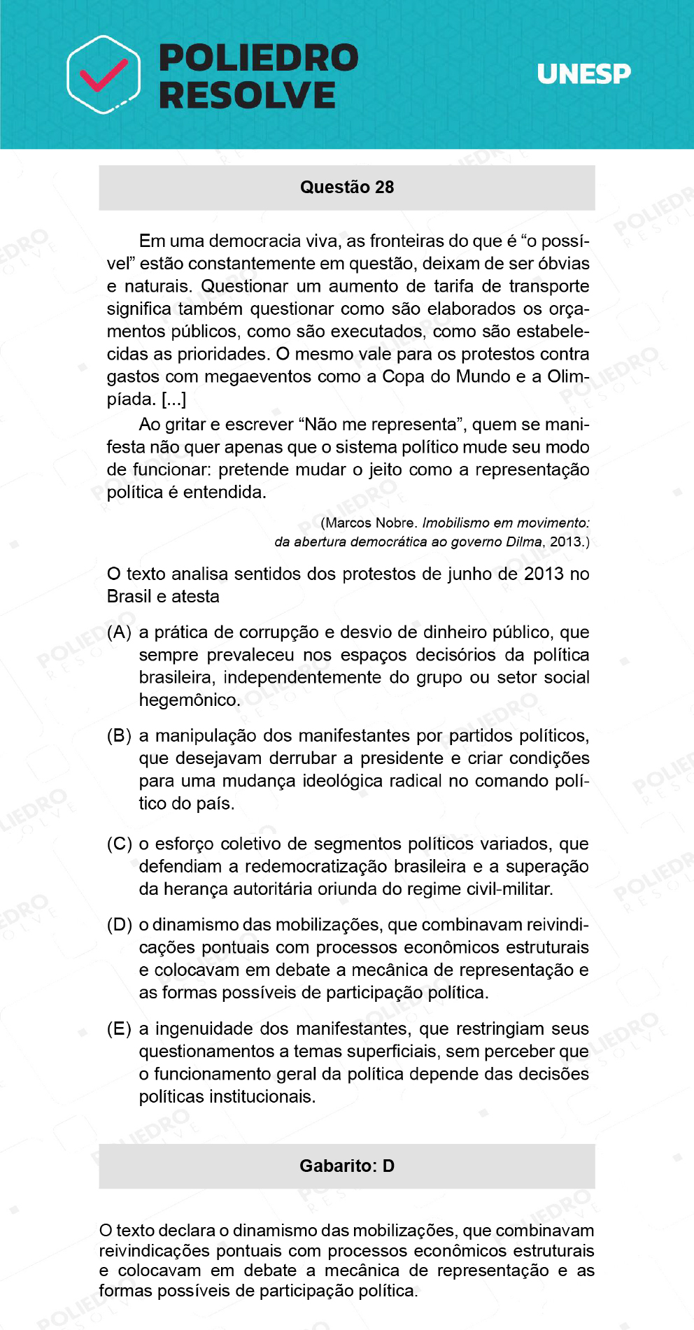 Questão 28 - 2ª Fase - UNESP 2022