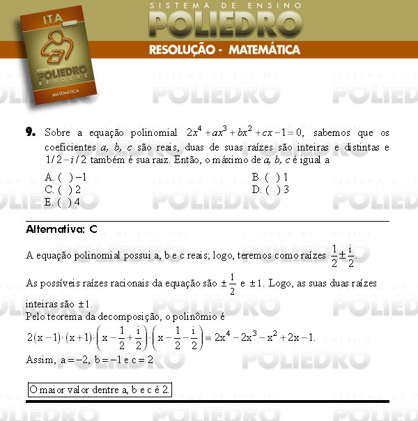 Questão 9 - Matemática - ITA 2008