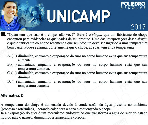 Questão 80 - 1ª Fase - UNICAMP 2017