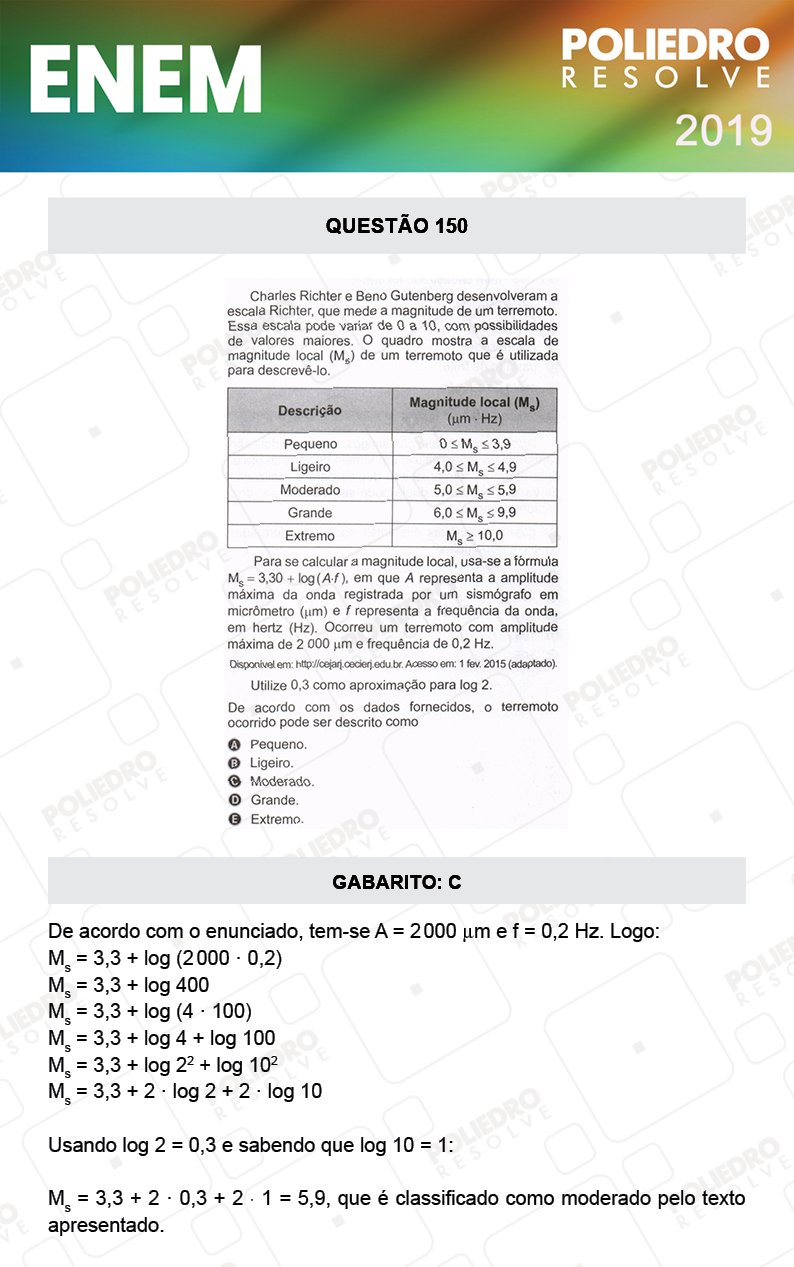 Questão 150 - 2º DIA - PROVA CINZA - ENEM 2019