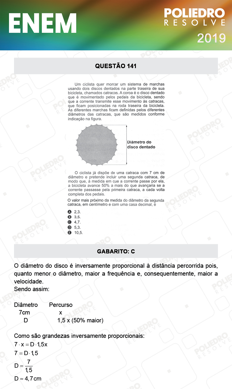 Questão 141 - 2º DIA - PROVA CINZA - ENEM 2019