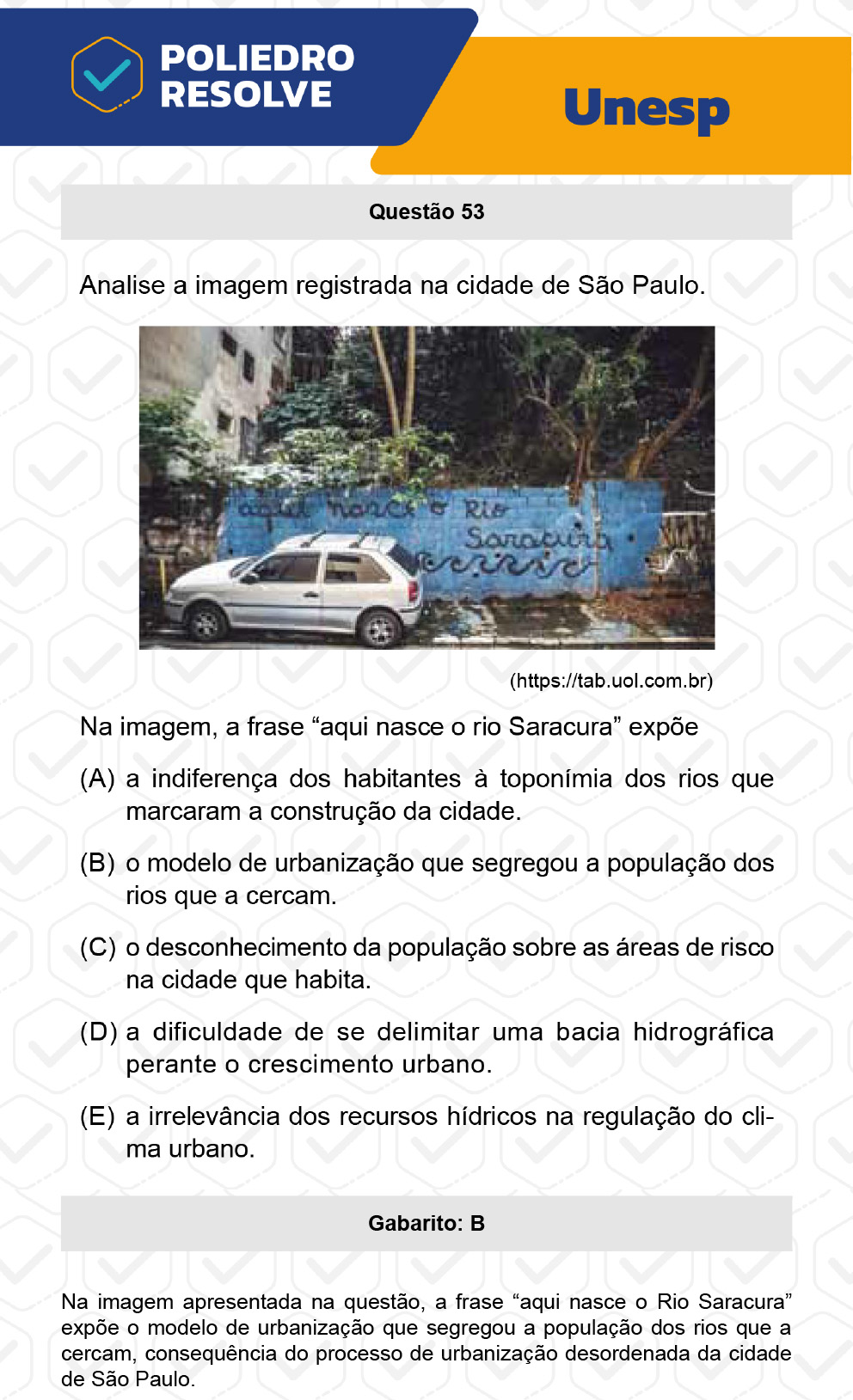 Questão 53 - 1ª Fase - UNESP 2023