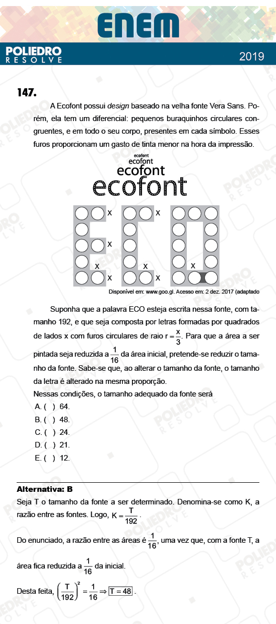 Questão 147 - 2º Dia - Prova CINZA - ENEM 2018