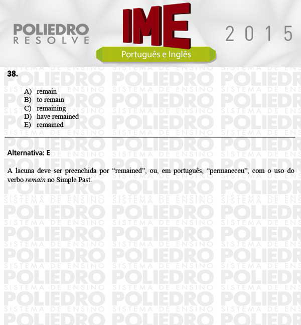 Questão 38 - Português e Inglês - IME 2015