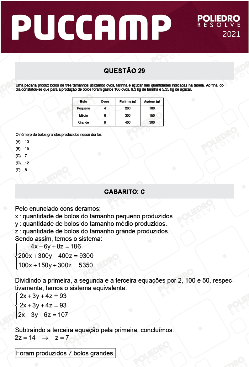 Questão 29 - MEDICINA - PUC-Campinas 2021