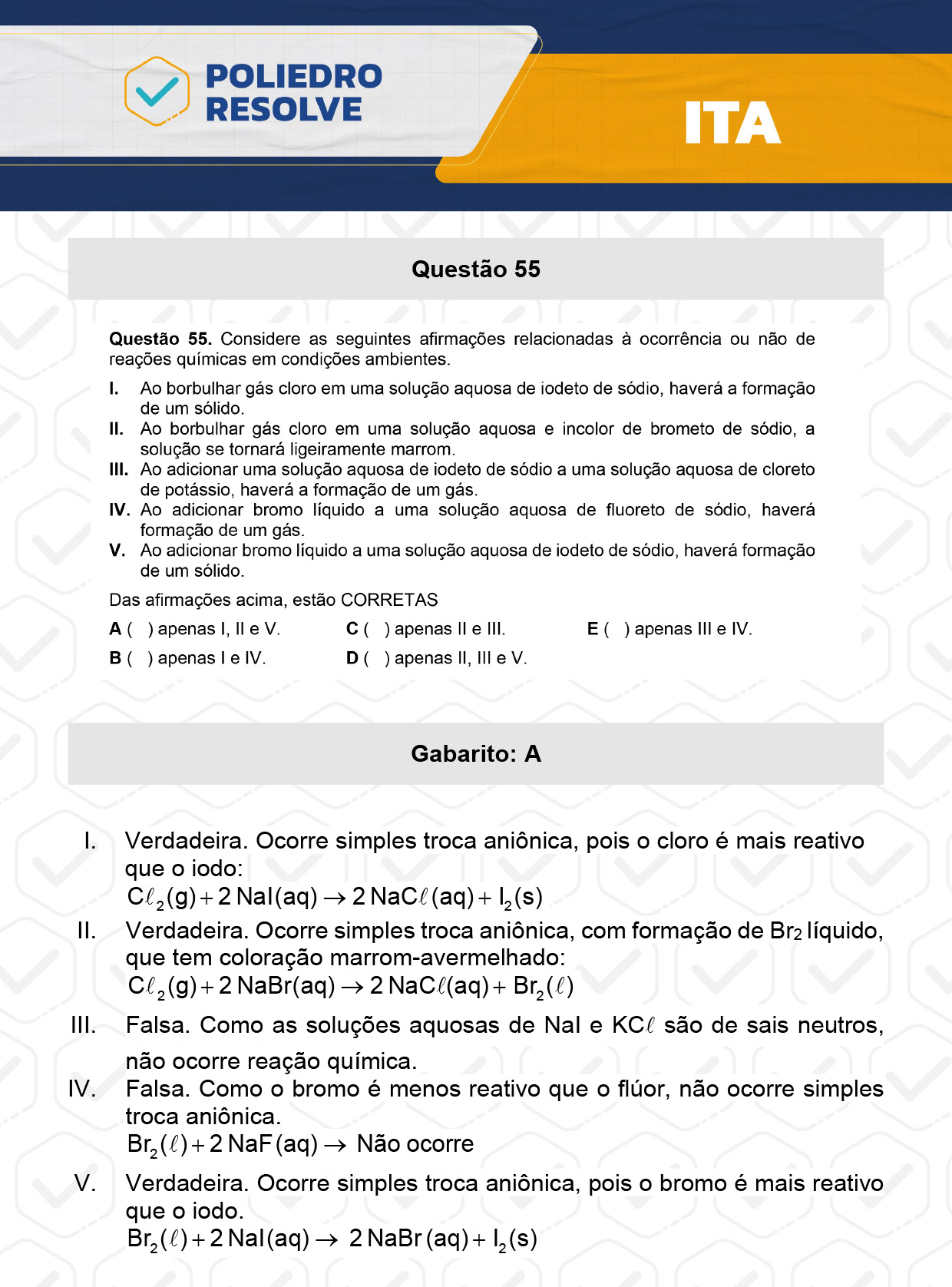 Questão 55 - 1ª Fase - ITA 2024