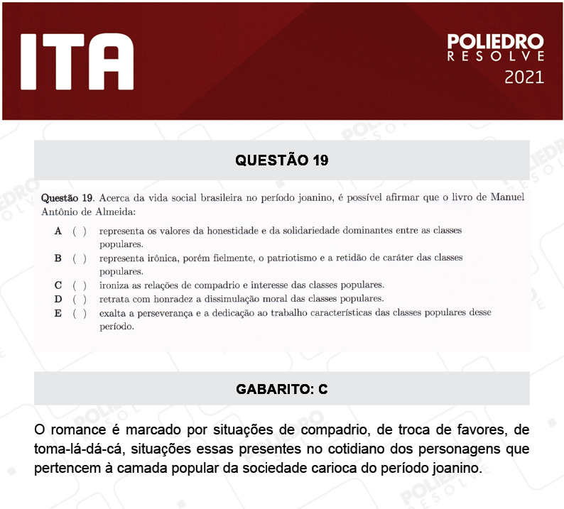 Questão 19 - 1ª Fase - ITA 2021