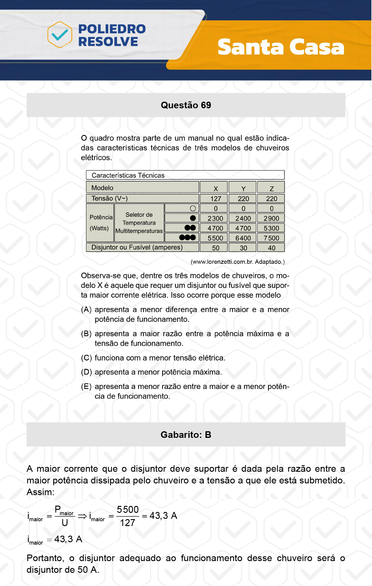 Questão 69 - 1º Dia - SANTA CASA 2024