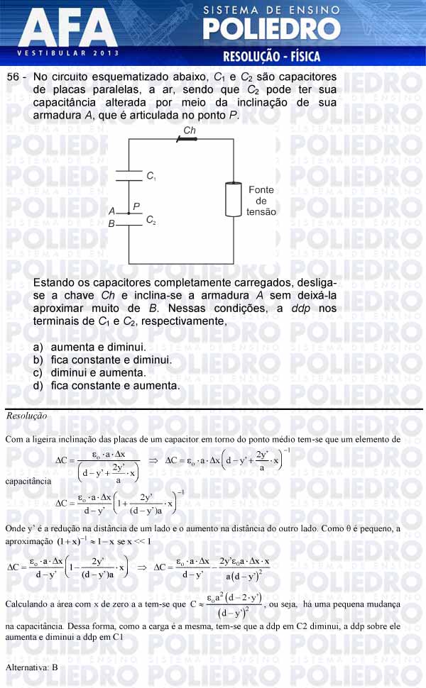 Questão 56 - Prova Modelo A - AFA 2013