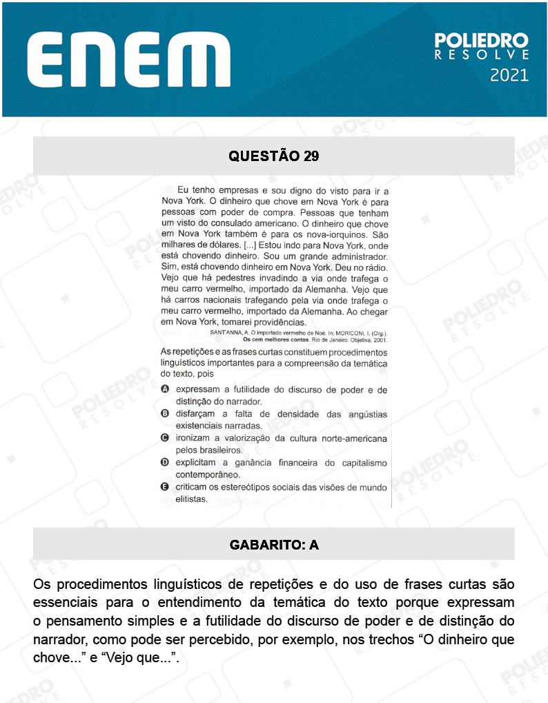 Questão 29 - 1º DIA - Prova Branca - ENEM 2020