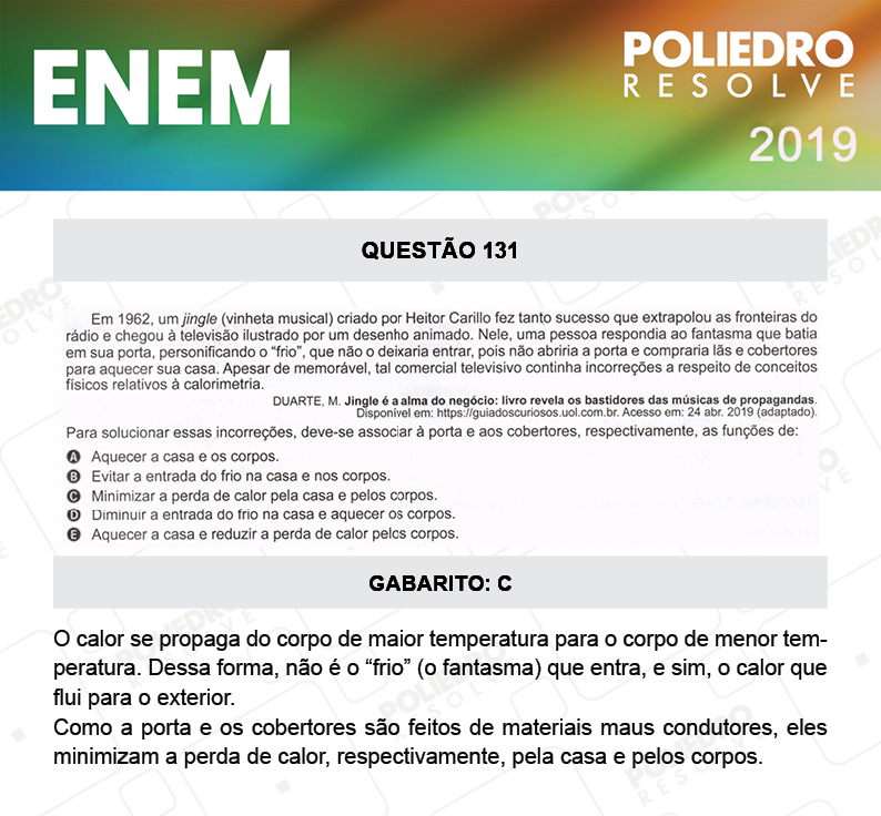 Questão 131 - 2º DIA - PROVA ROSA - ENEM 2019