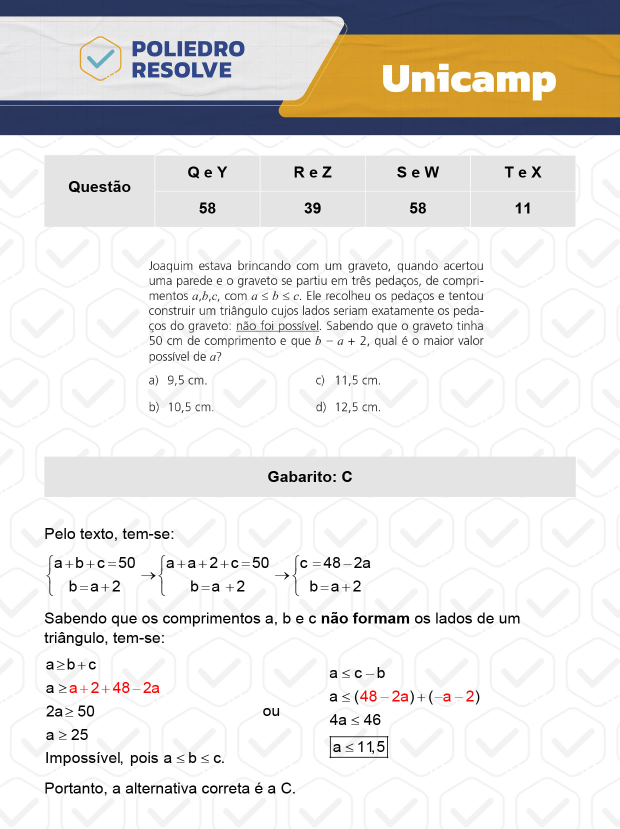 Questão 58 - 1ª Fase - 1º Dia - Q e Y - UNICAMP 2024