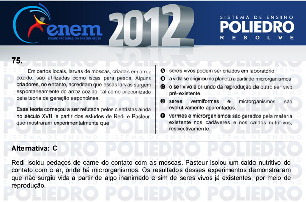 Questão 75 - Sábado (Prova azul) - ENEM 2012