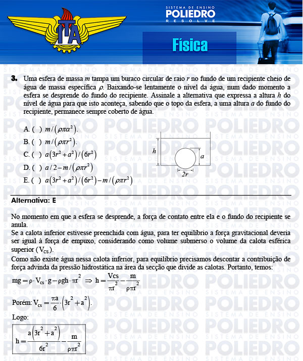 Questão 3 - Física - ITA 2014