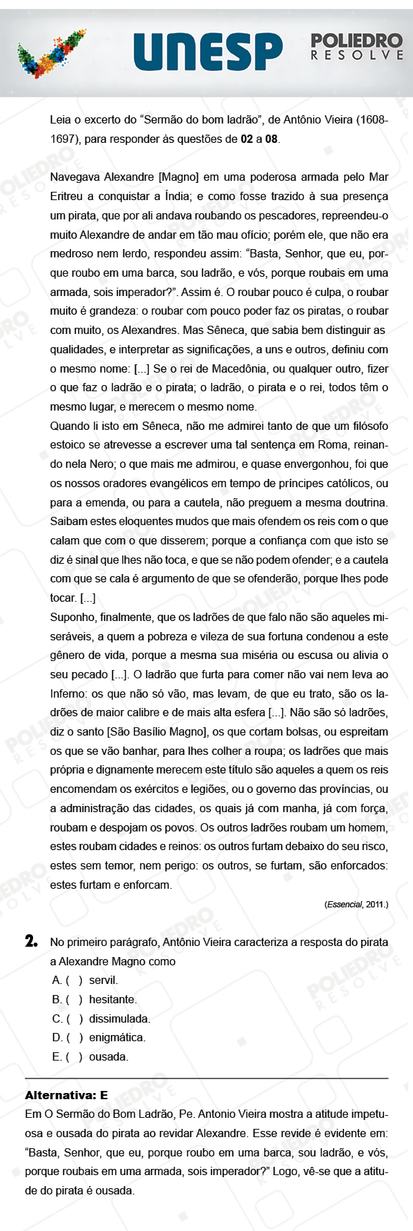 Questão 2 - 1ª Fase - PROVA 4 - UNESP 2018