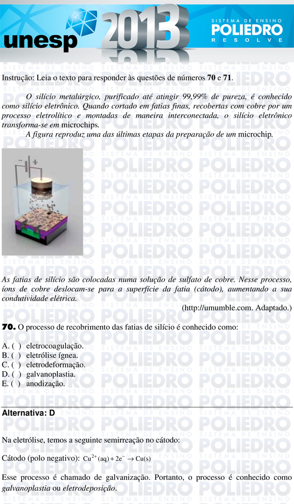 Questão 70 - 1ª Fase - UNESP 2013