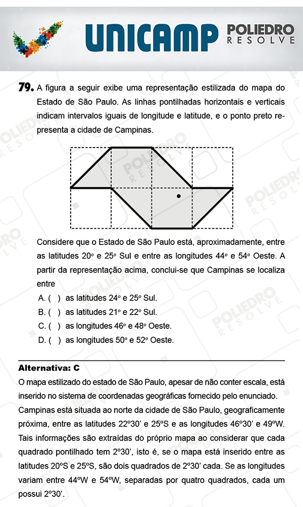 Questão 79 - 1ª Fase - PROVA Q - UNICAMP 2018