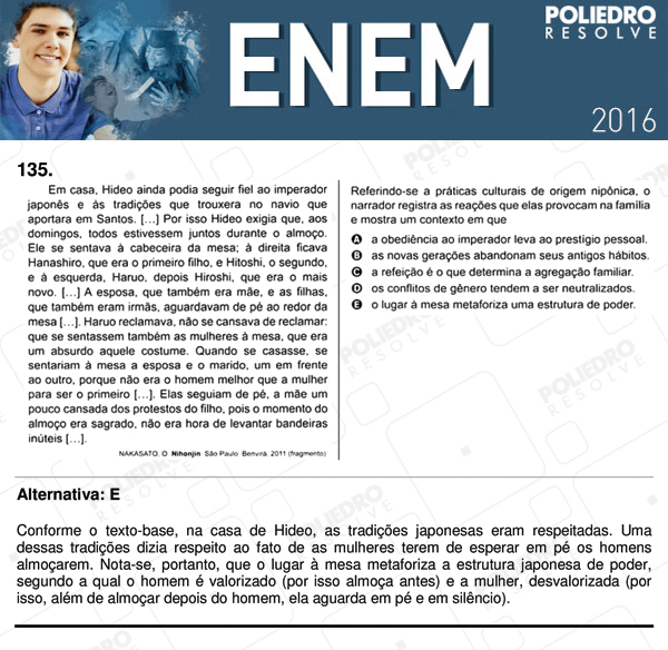 Questão 135 - 2º dia (PROVA CINZA) - ENEM 2016