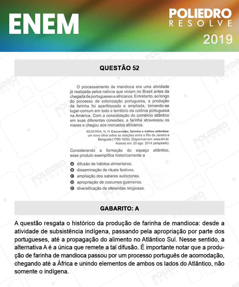 Questão 52 - 1º DIA - PROVA AZUL - ENEM 2019