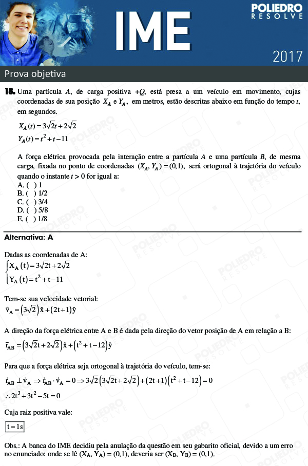 Questão 18 - 1ª Fase - Objetiva - IME 2017