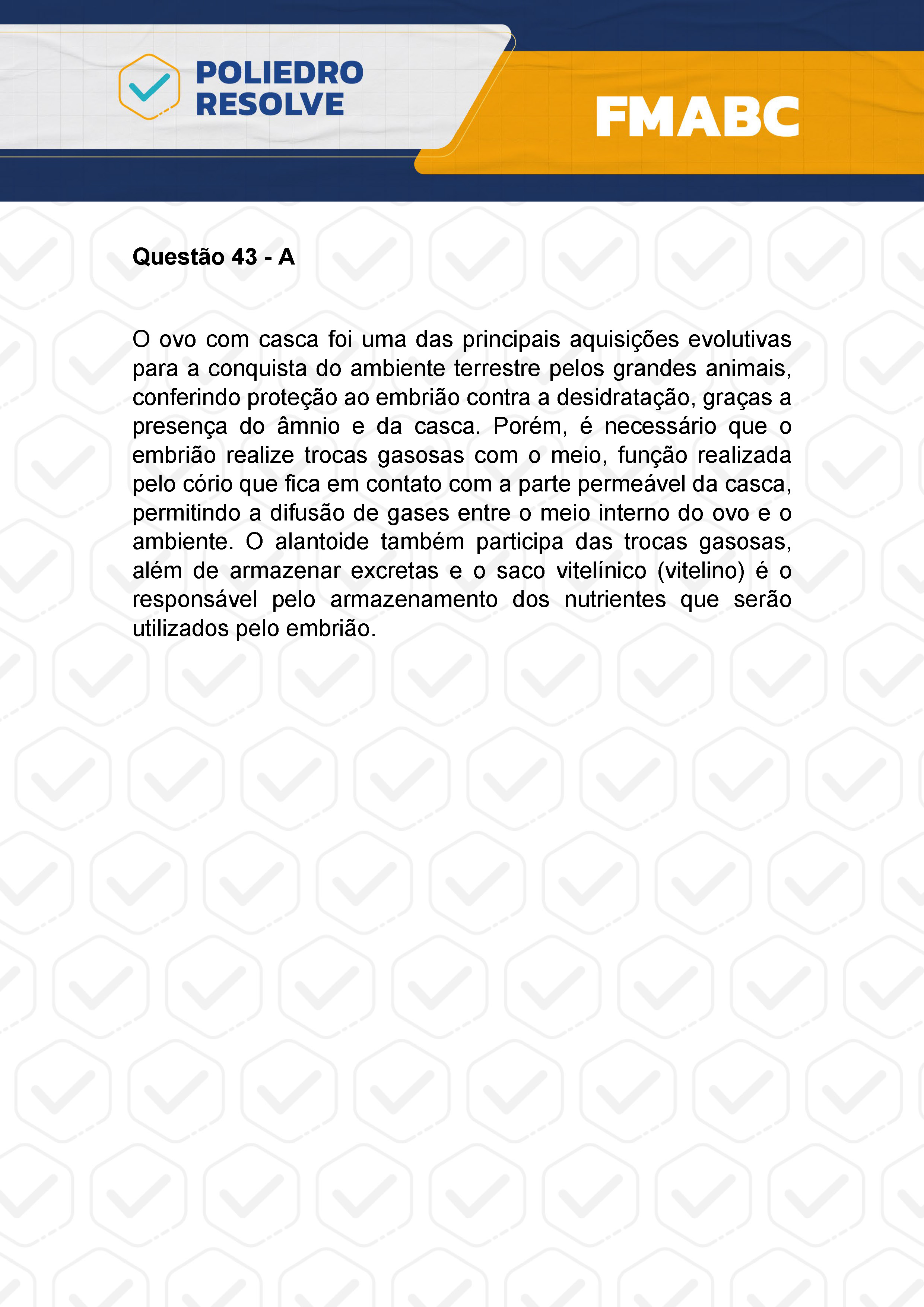 Questão 43 - Fase única - FMABC 2024