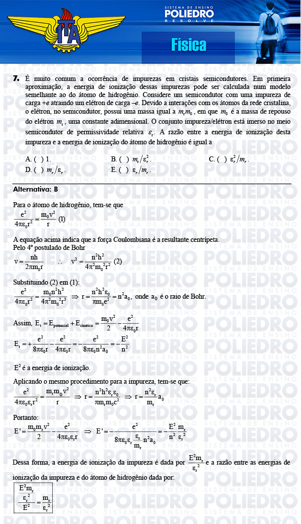 Questão 7 - Física - ITA 2014