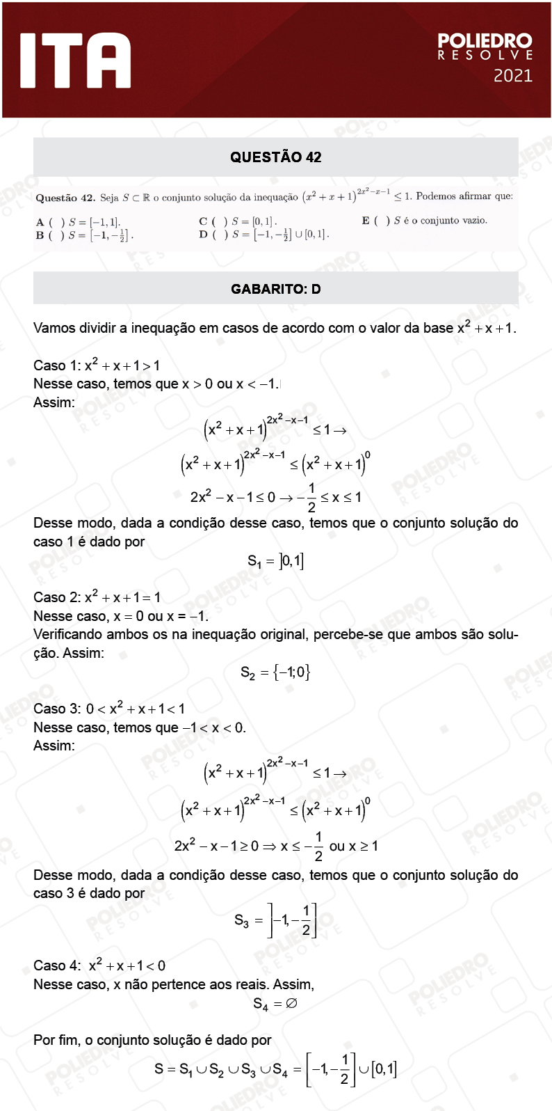 Questão 42 - 1ª Fase - ITA 2021