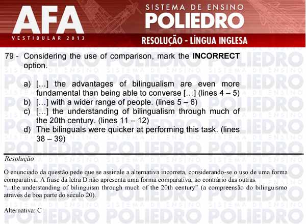 Questão 79 - Prova Modelo A - AFA 2013