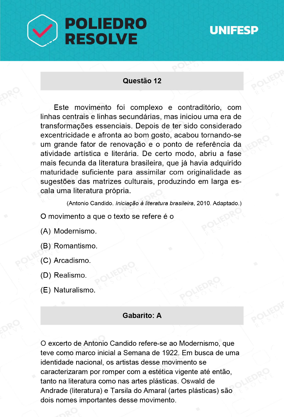 Questão 12 - 1º Dia - 20/01/22 - UNIFESP 2022