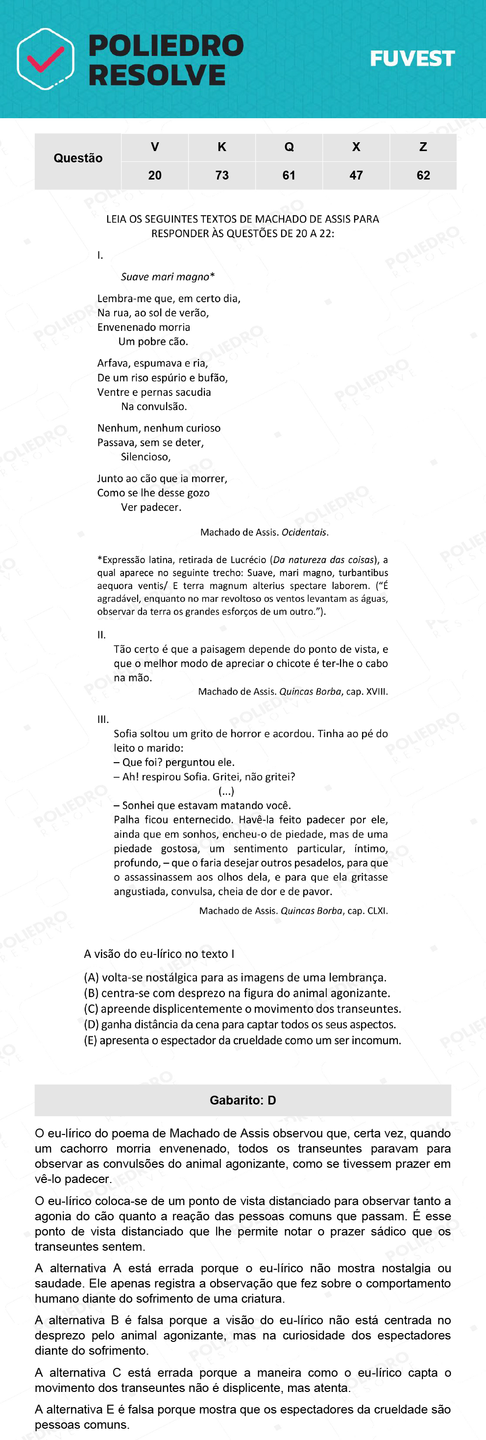 Questão 62 - 1ª Fase - Prova Z - 12/12/21 - FUVEST 2022