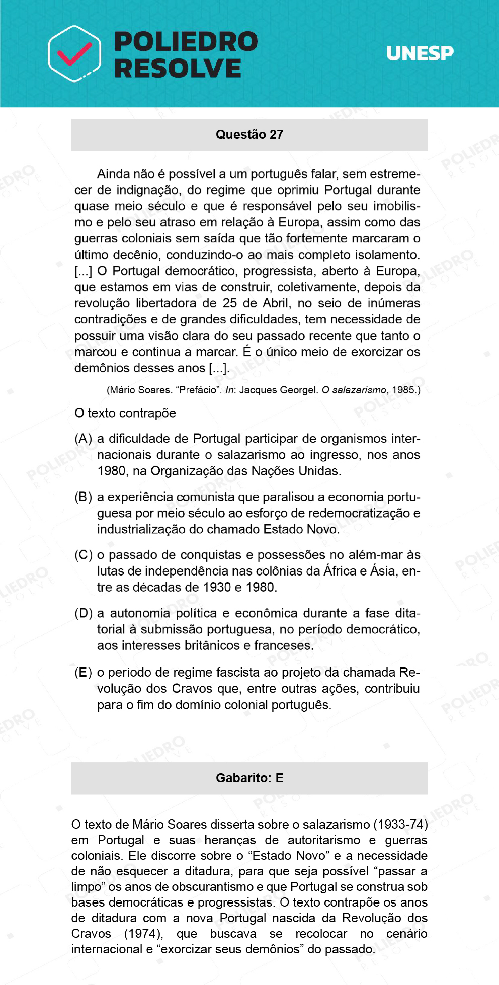 Questão 27 - 2ª Fase - UNESP 2022