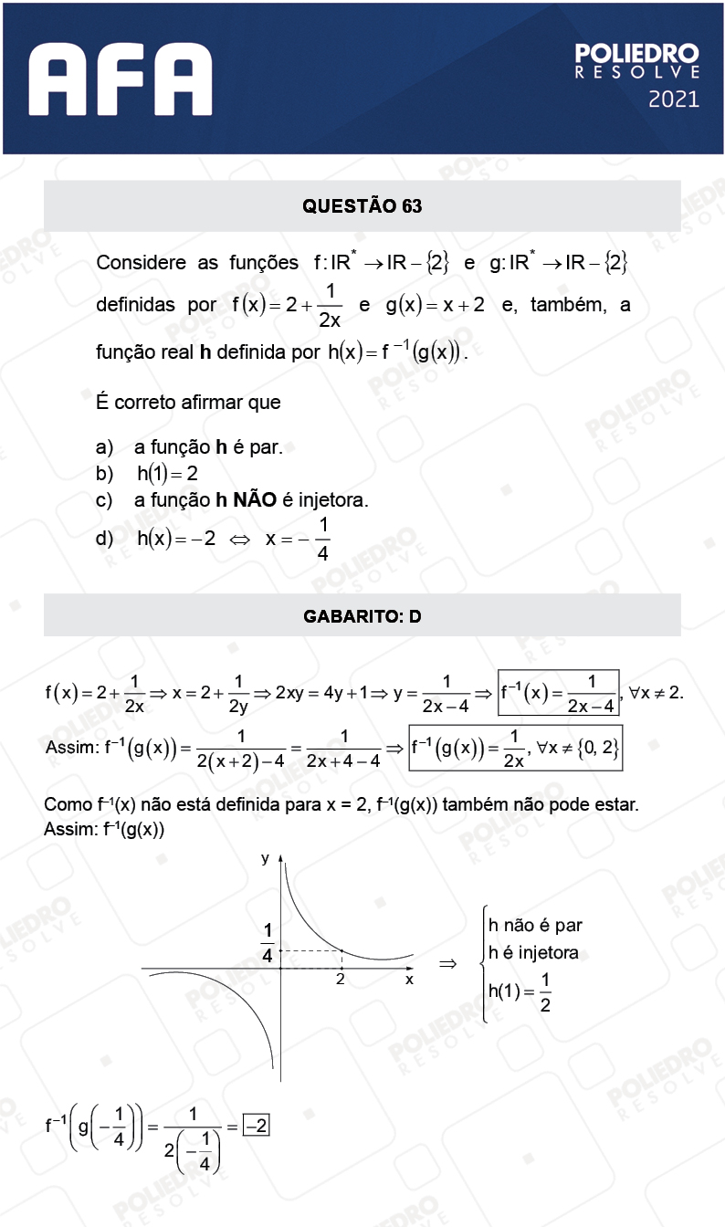 Questão 63 - Prova Modelo A - AFA 2021