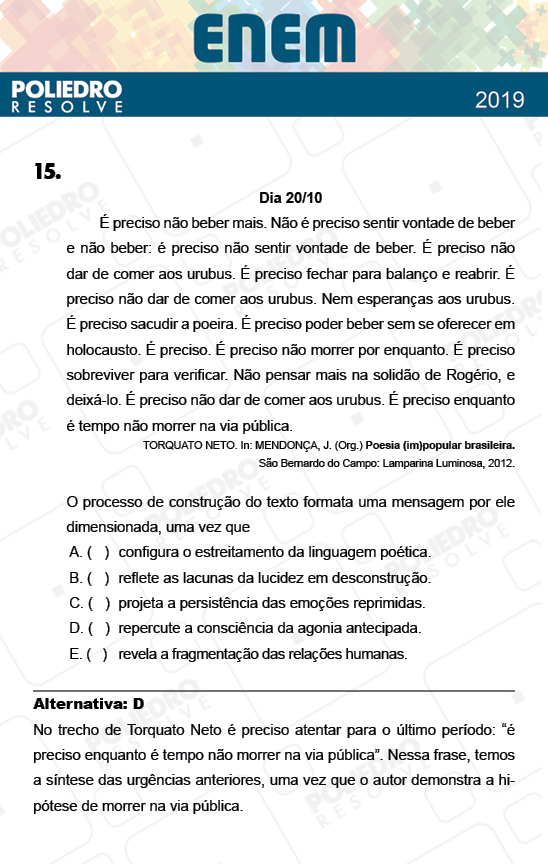 Questão 15 - 1º Dia - Prova AZUL - ENEM 2018