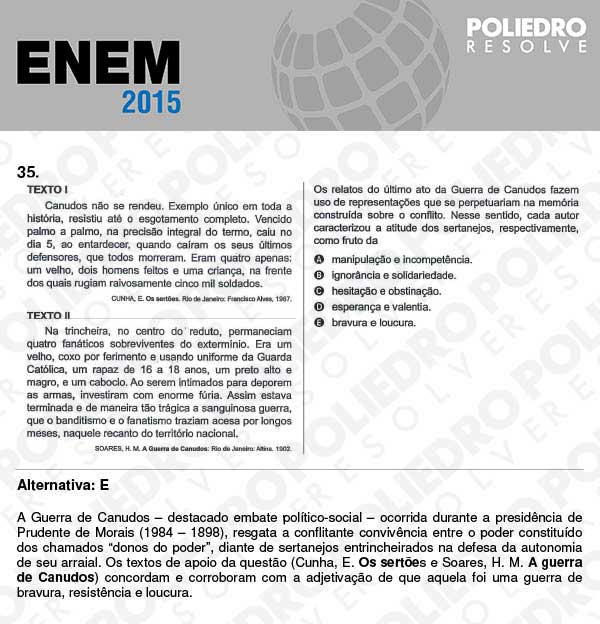 Questão 35 - Sábado (Prova Branca) - ENEM 2015