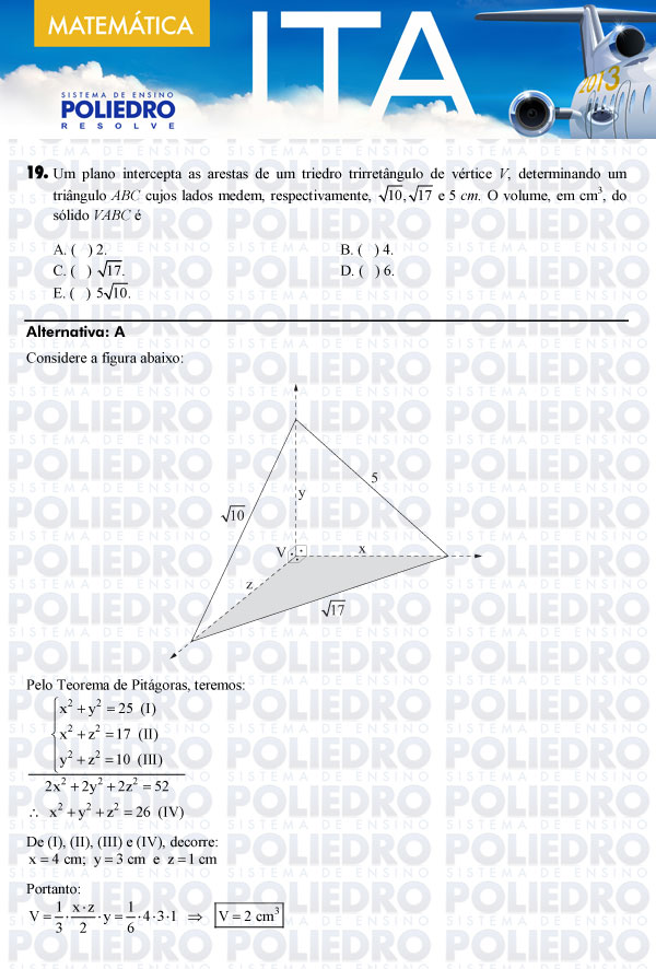 Questão 19 - Matemática - ITA 2013