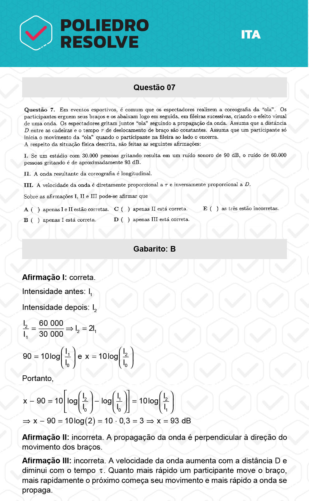 Questão 7 - 1ª Fase - ITA 2023