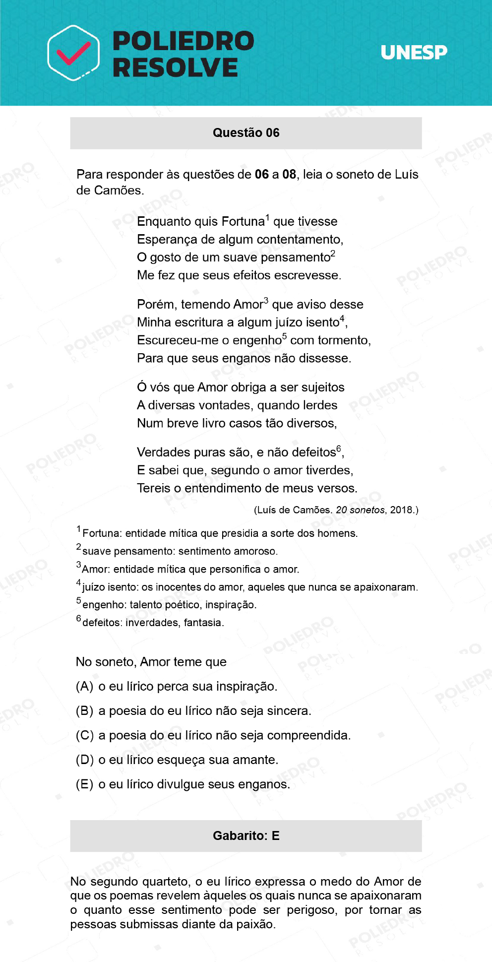 Questão 6 - 2ª Fase - UNESP 2022